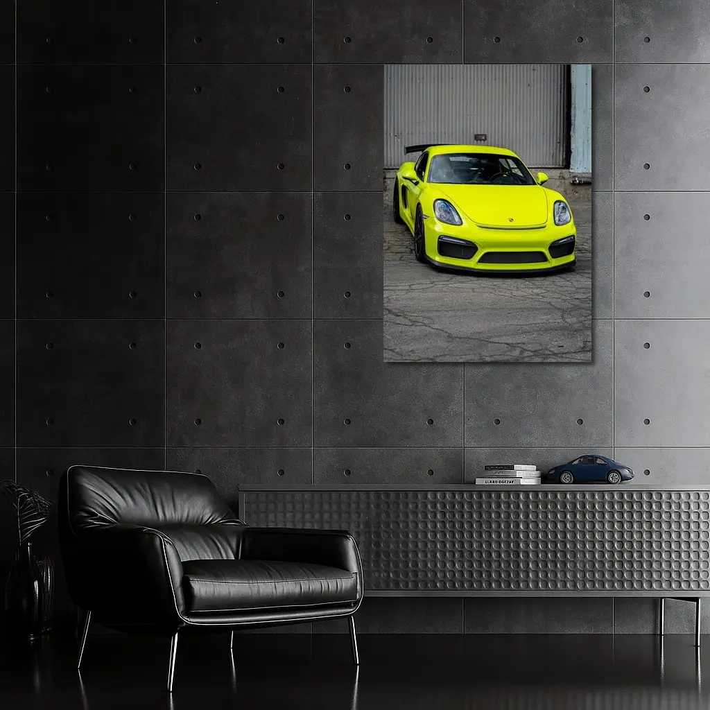 Porsche Cayman GT4 Acid Green Urban Setting – Wall Art