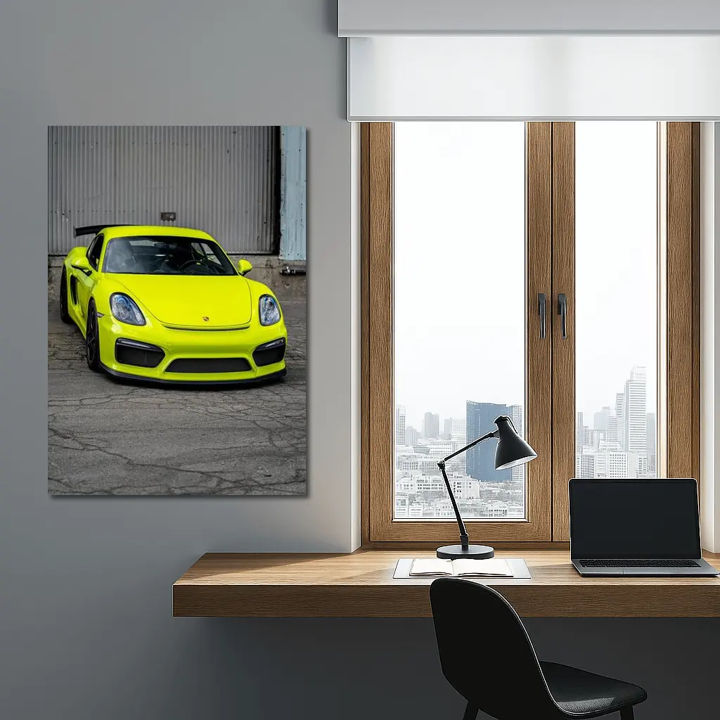 Porsche Cayman GT4 Acid Green Urban Setting – Wall Art