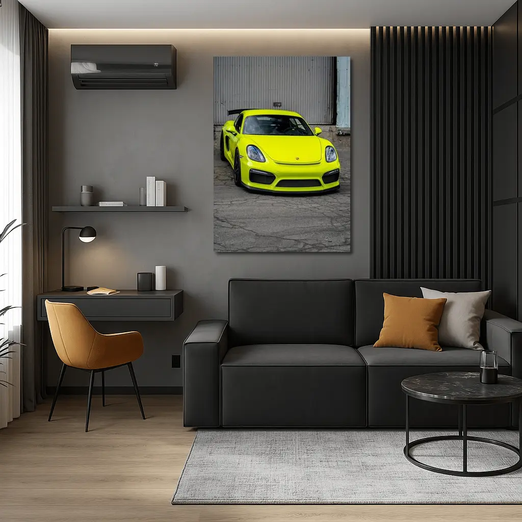 Porsche Cayman GT4 Acid Green Urban Setting – Wall Art