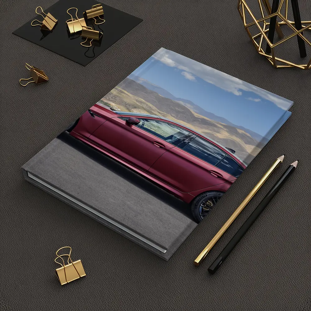BMW M5 Matte Red Side Profile Mountains – Notebooks