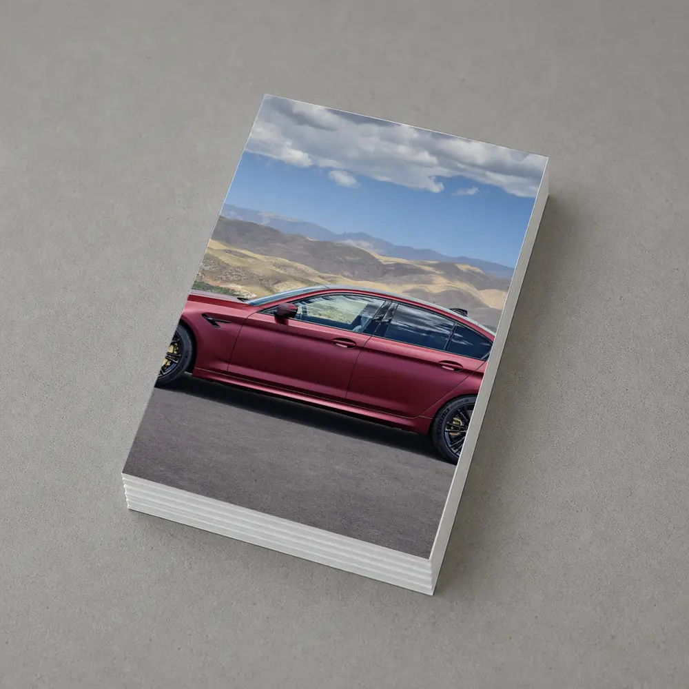 BMW M5 Matte Red Side Profile Mountains – Postcards