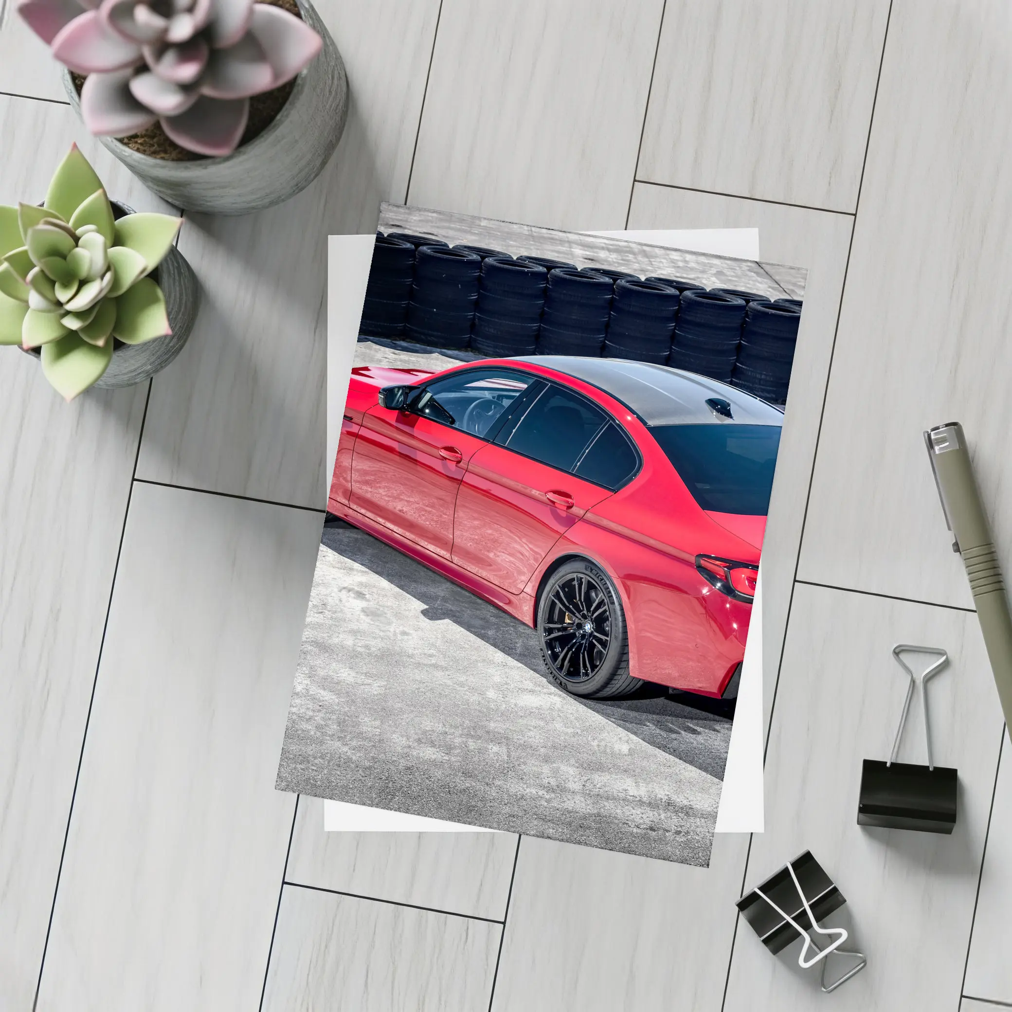 BMW M5 Competition Red on Track – Postcards
