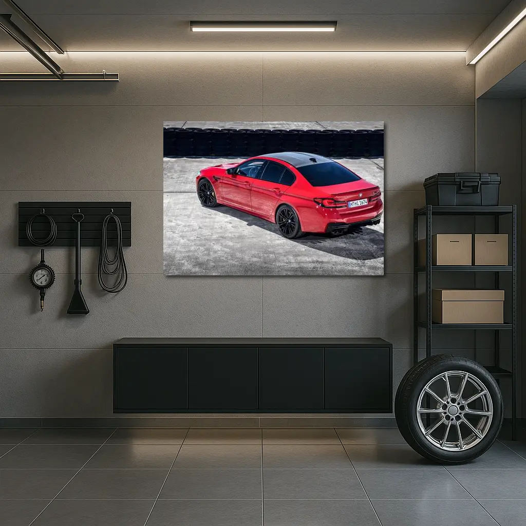 BMW M5 Competition Red on Track – Wall Art