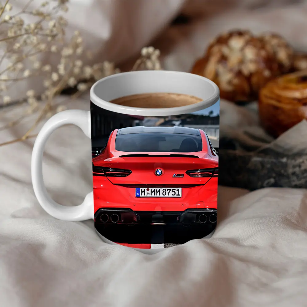 BMW M8 Red Rear View Race Track – Mugs