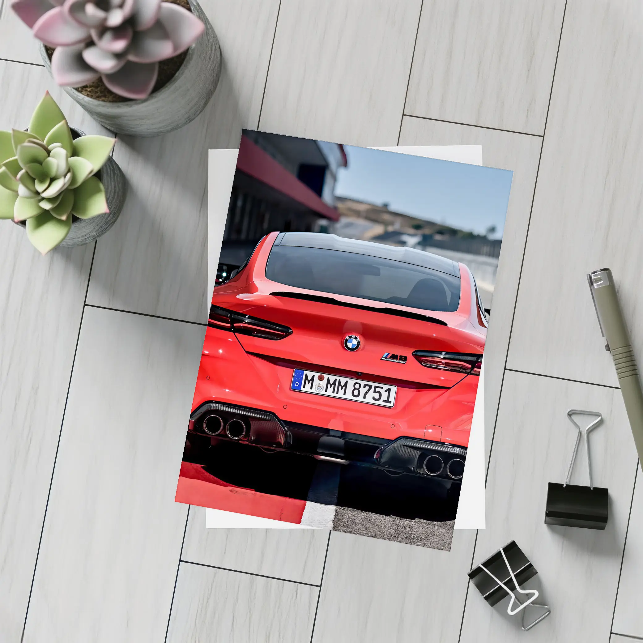 BMW M8 Red Rear View Race Track – Postcards