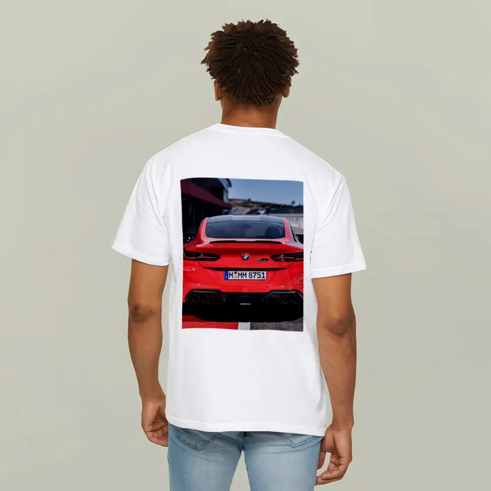 BMW M8 Red Rear View Race Track – T-Shirts