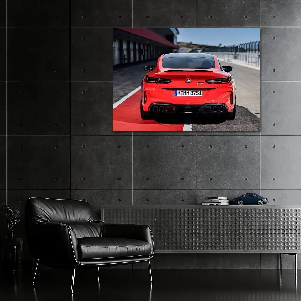 BMW M8 Red Rear View Race Track – Wall Art