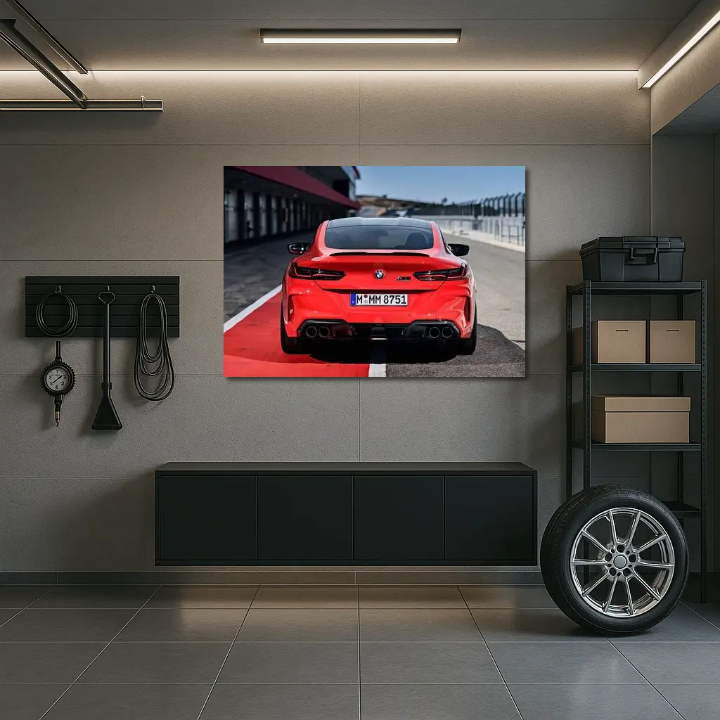 BMW M8 Red Rear View Race Track – Wall Art