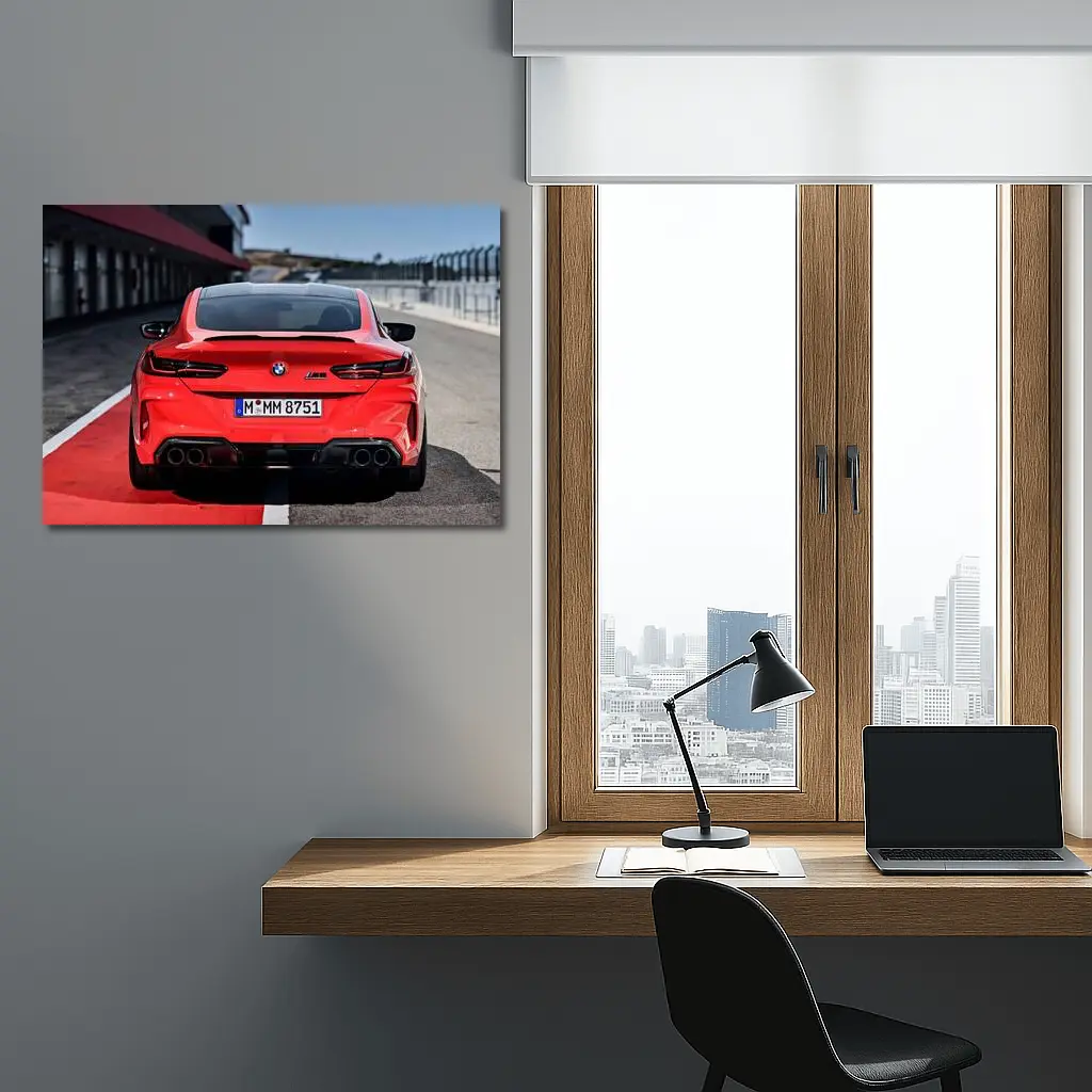 BMW M8 Red Rear View Race Track – Wall Art