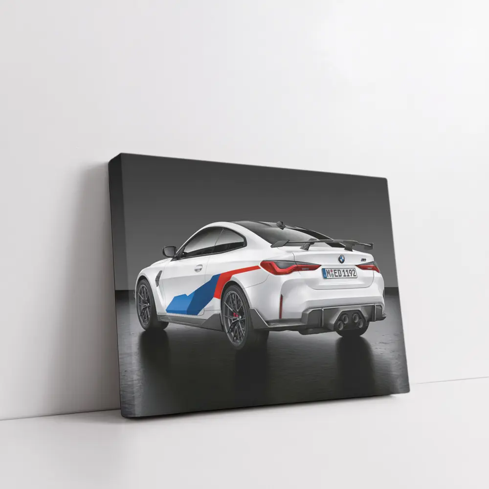 BMW M4 White Coupe Dark Studio – Wall Art