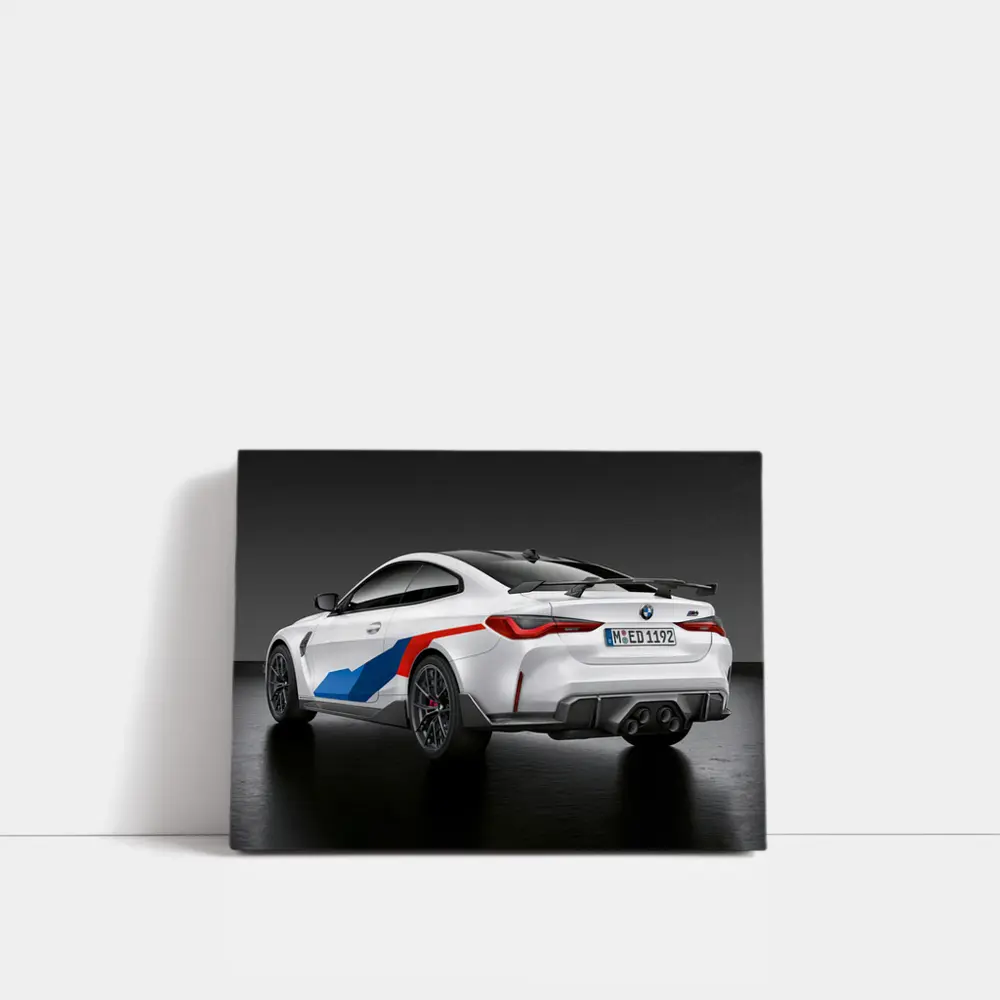 BMW M4 White Coupe Dark Studio – Wall Art