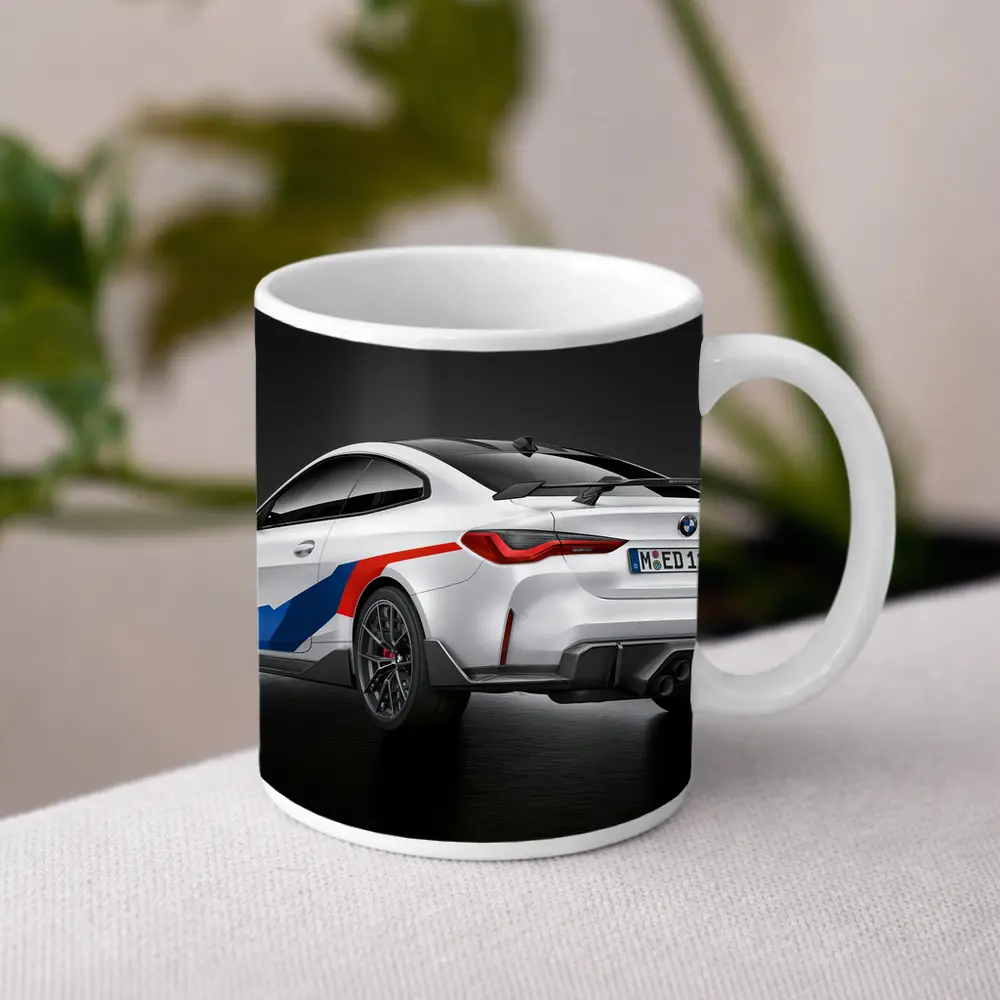 BMW M4 White Coupe Dark Studio – Mugs