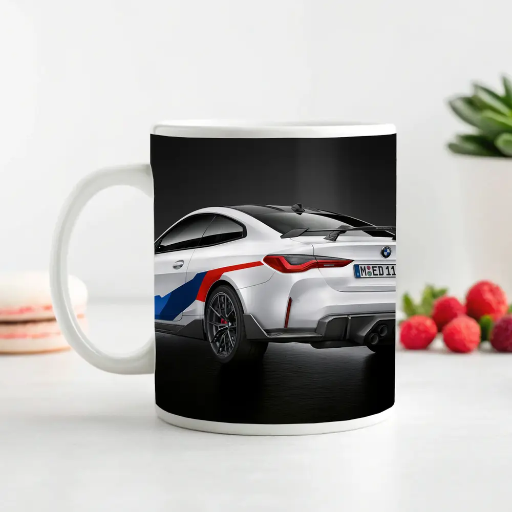 BMW M4 White Coupe Dark Studio – Mugs