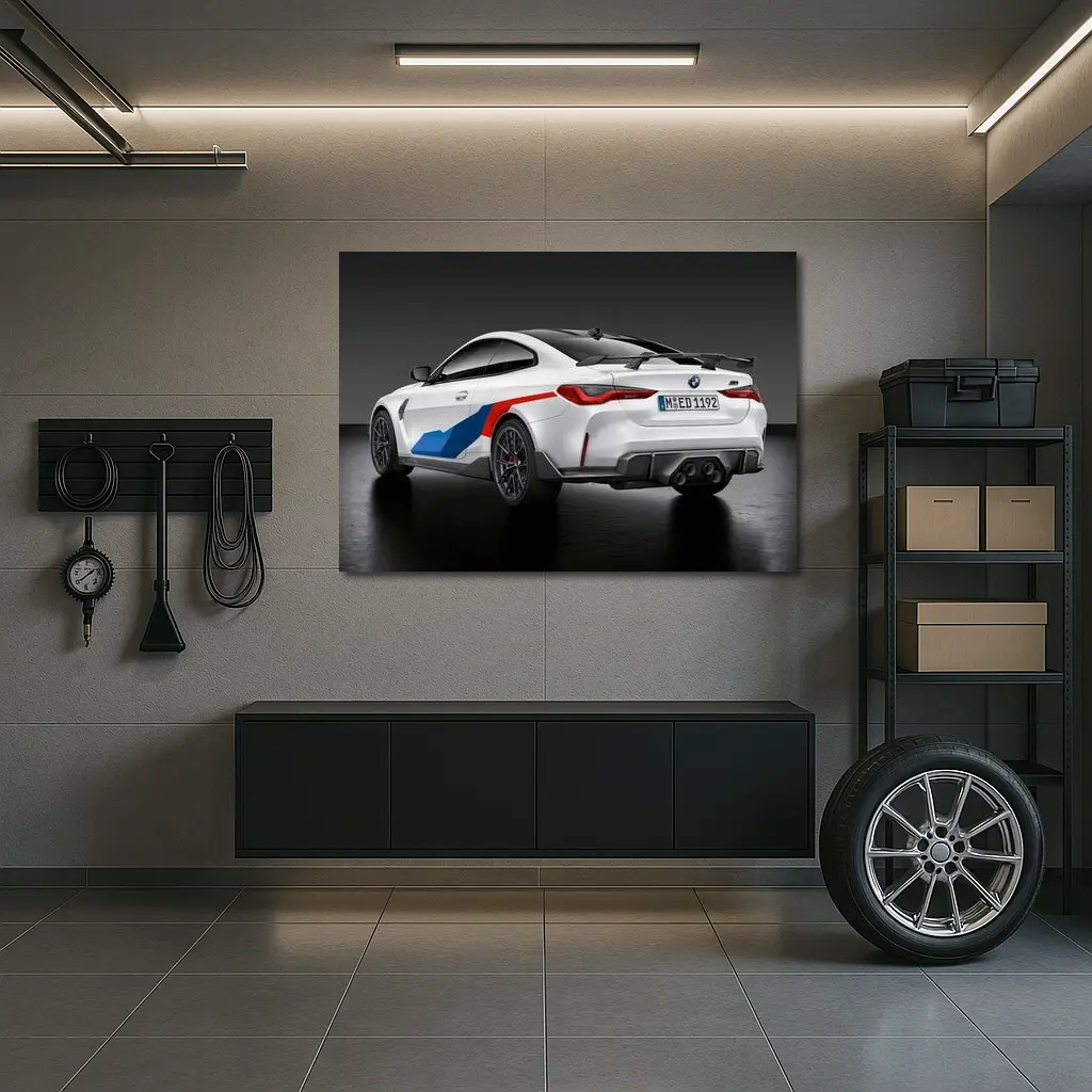 BMW M4 White Coupe Dark Studio – Wall Art