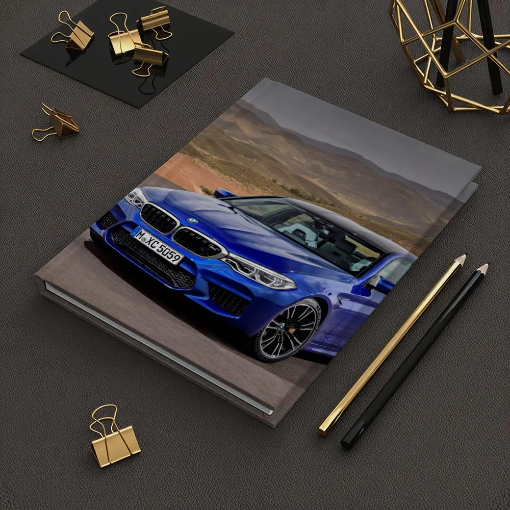 BMW M5 Blue Sedan Desert Mountains Background – Notebooks