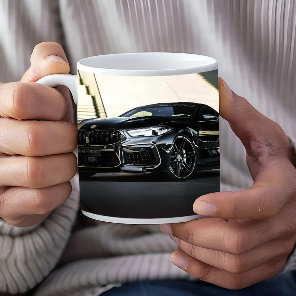 BMW M8 Manhart Black Coupe Urban Setting – Mugs