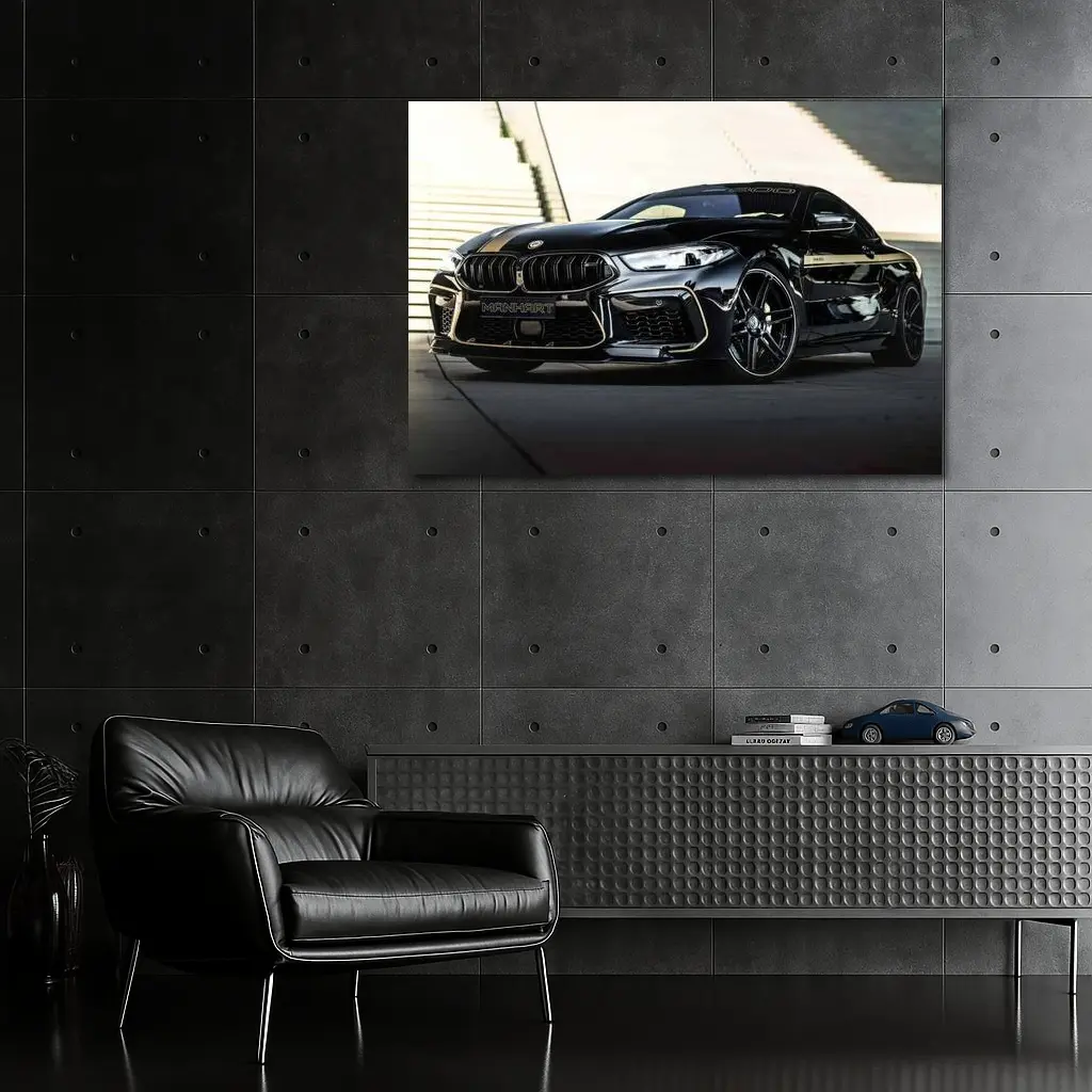 BMW M8 Manhart Black Coupe Urban Setting – Wall Art