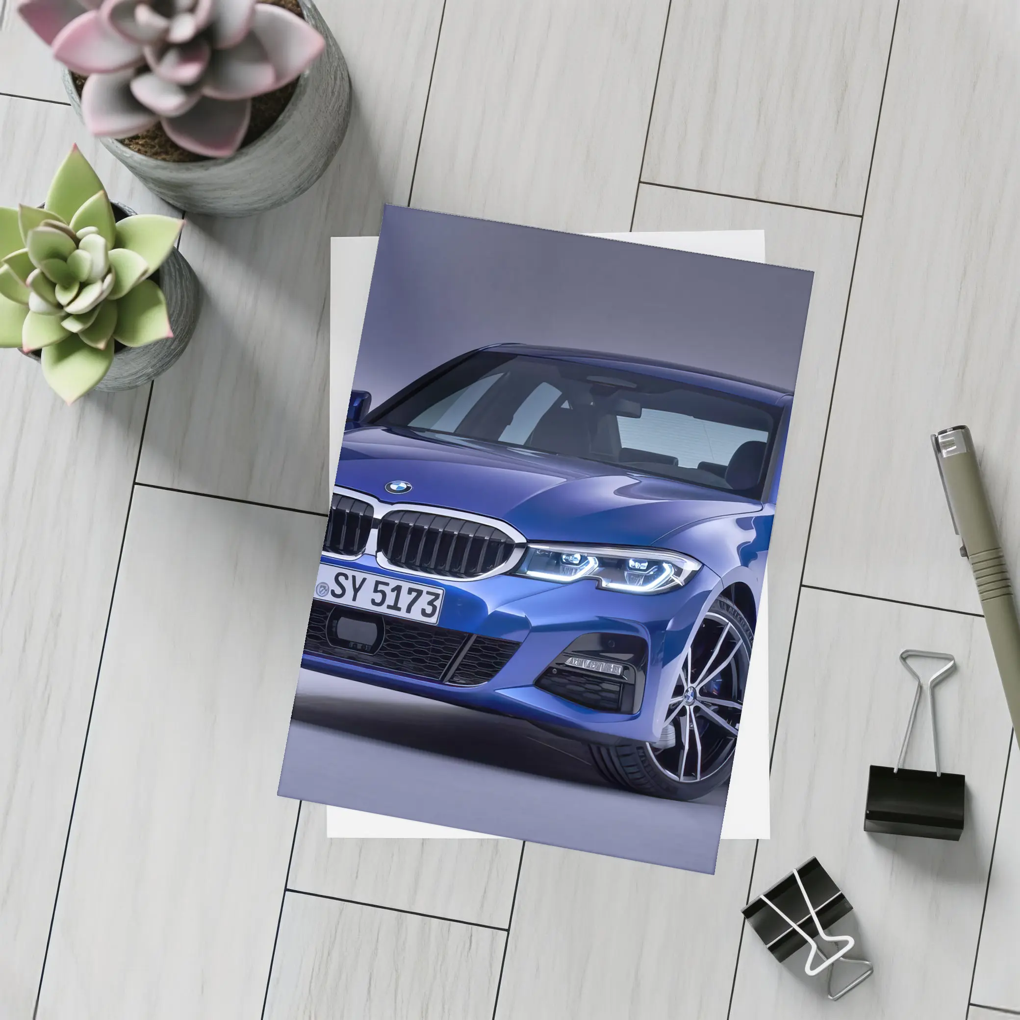 BMW 3 Series G20 Blue Studio Shot – Postcards
