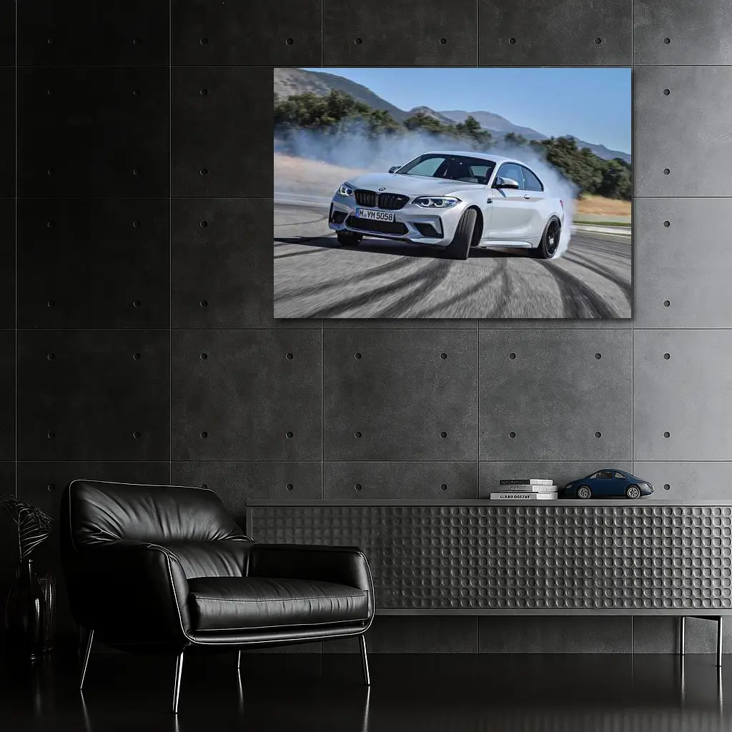 BMW M2 Drifting on Track Smoke – Wall Art