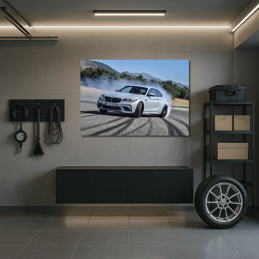 BMW M2 Drifting on Track Smoke – Wall Art