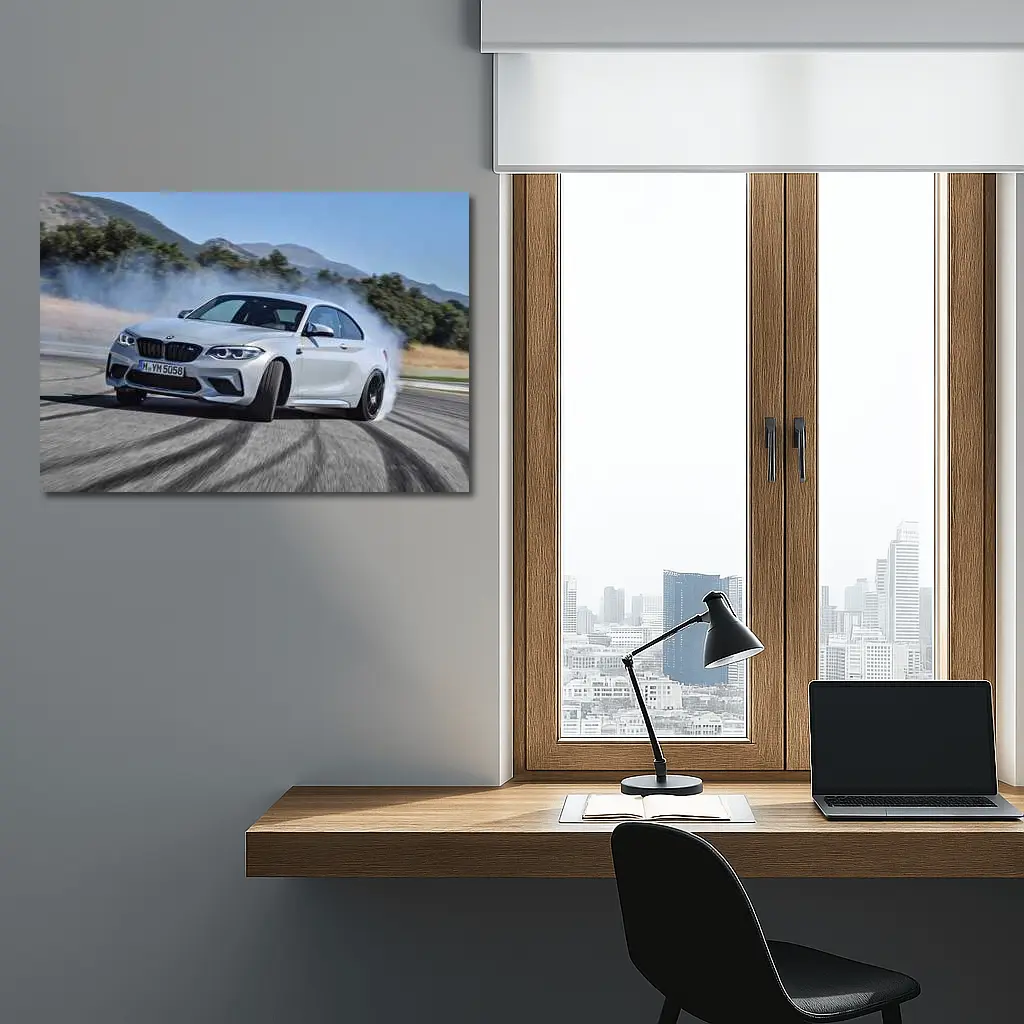 BMW M2 Drifting on Track Smoke – Wall Art