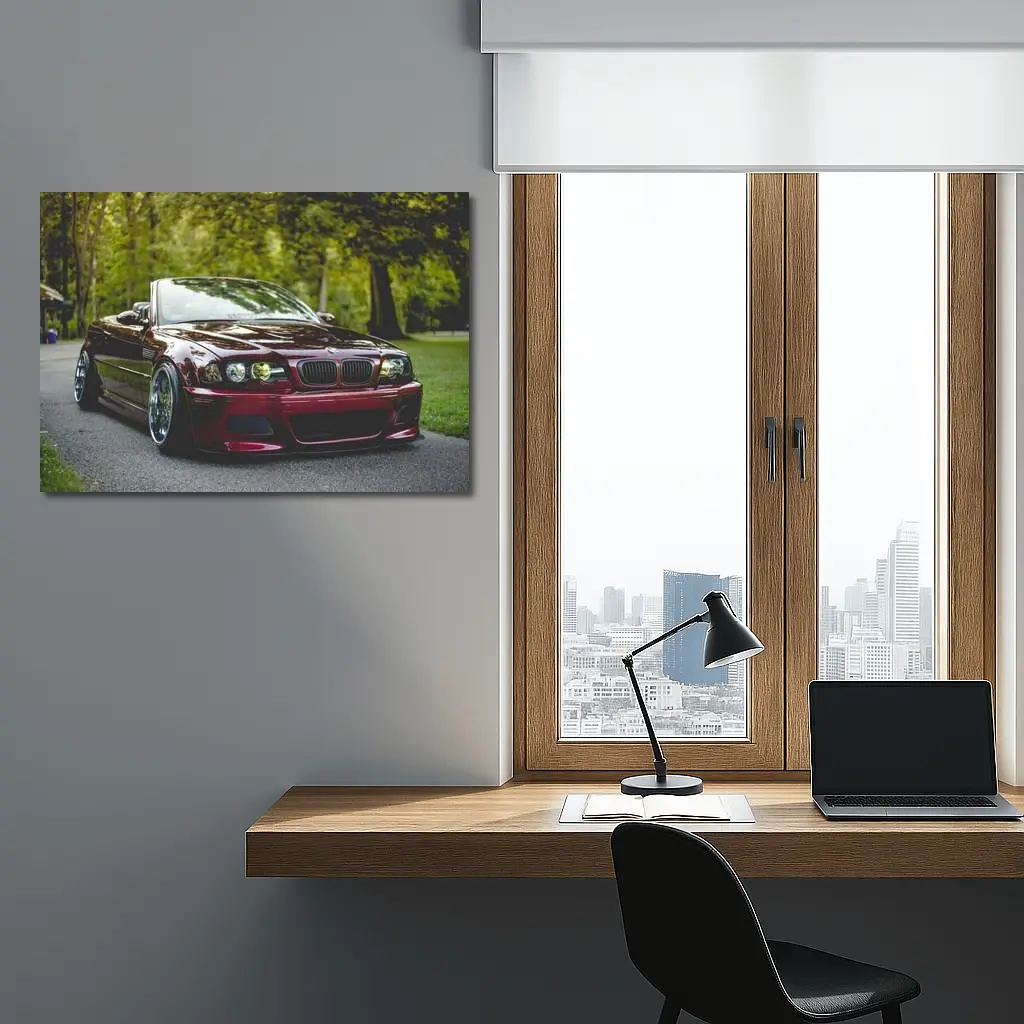 BMW M3 Convertible Slammed Dark Red Park – Wall Art