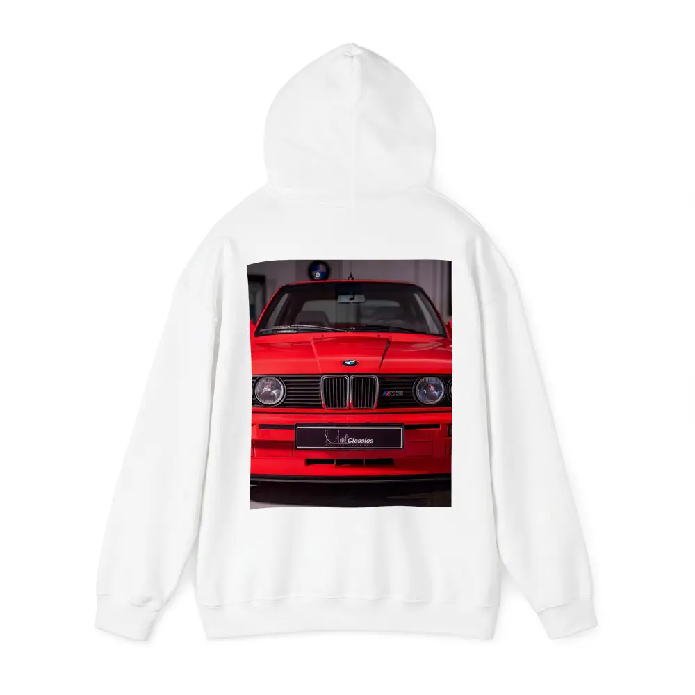 BMW E30 M3 Red Front View Garage – Hoodies