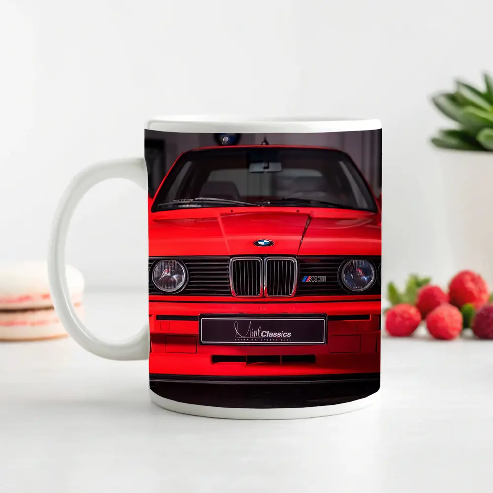 BMW E30 M3 Red Front View Garage – Mugs