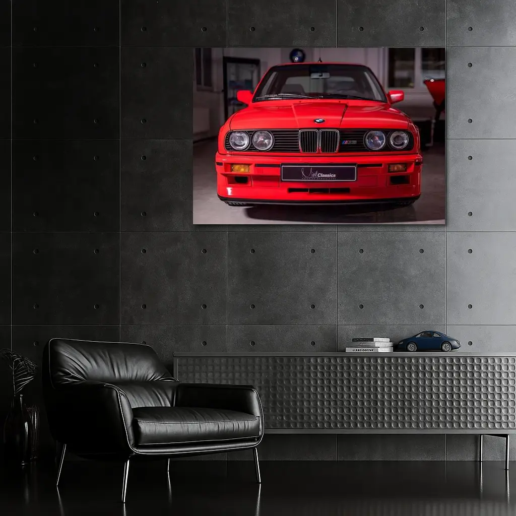 BMW E30 M3 Red Front View Garage – Wall Art