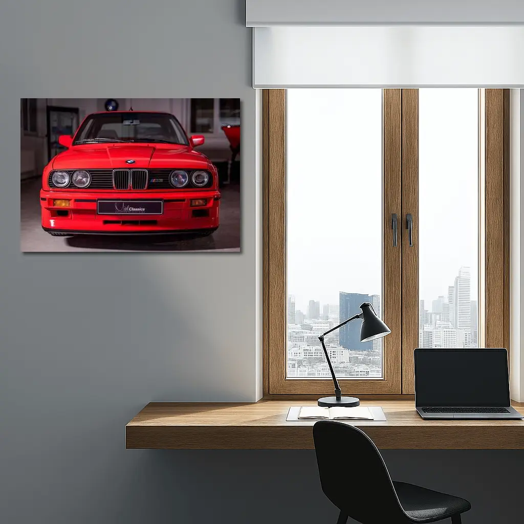 BMW E30 M3 Red Front View Garage – Wall Art