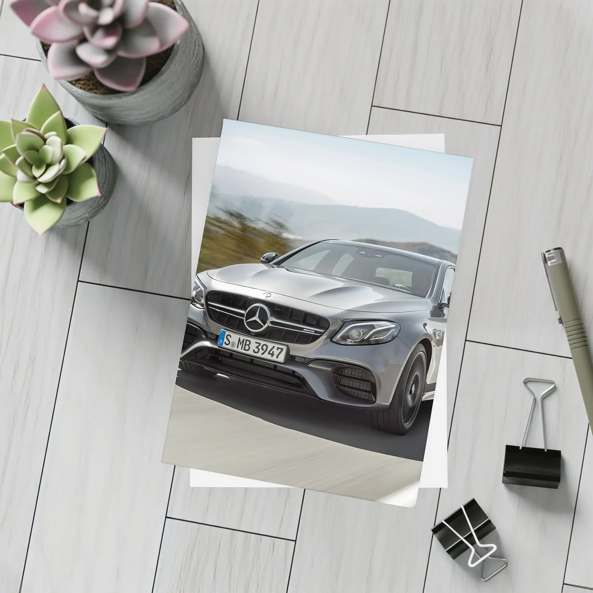 Mercedes AMG E63 Speeding On Mountain Road – Postcards