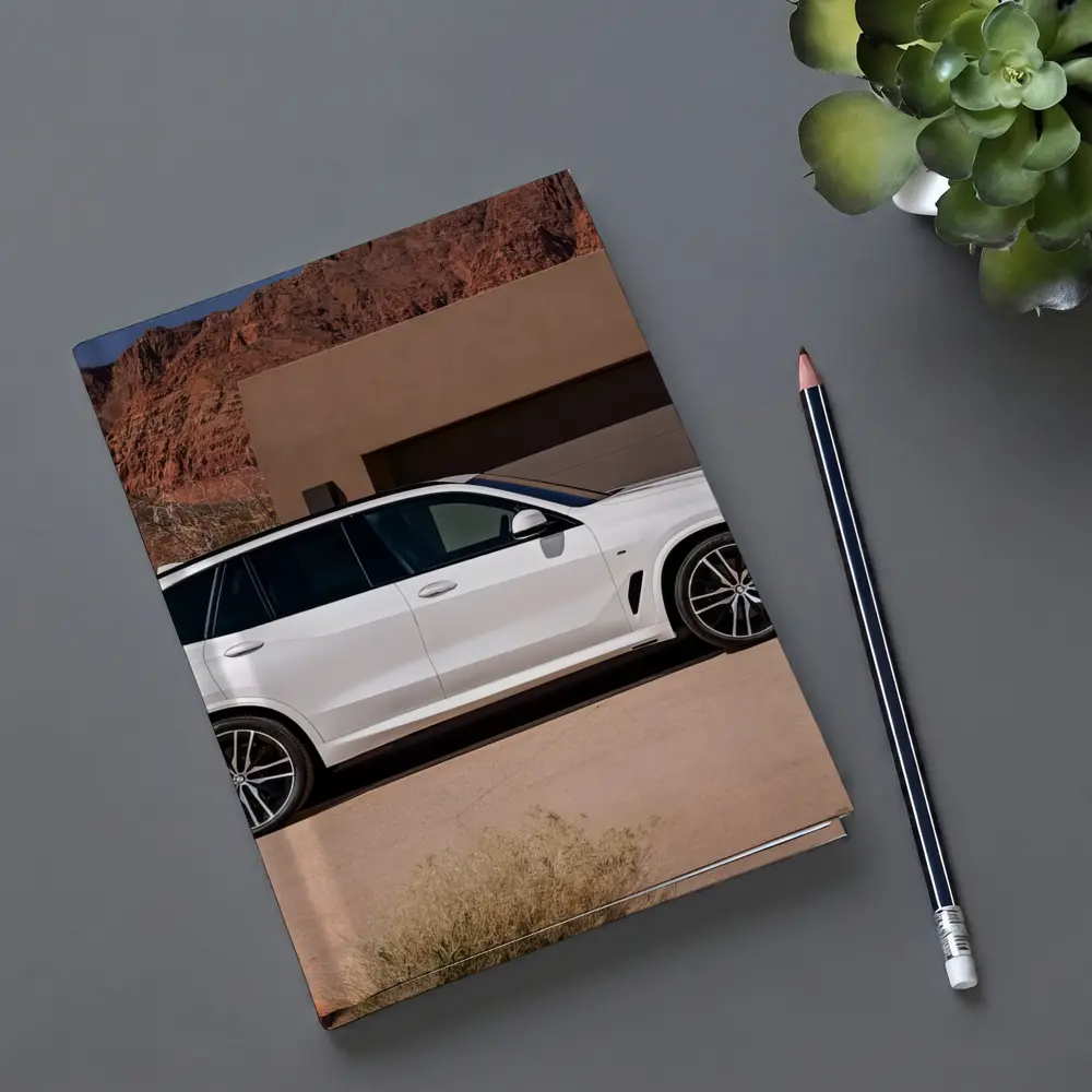 BMW X5 White SUV Desert Mountain Setting – Notebooks