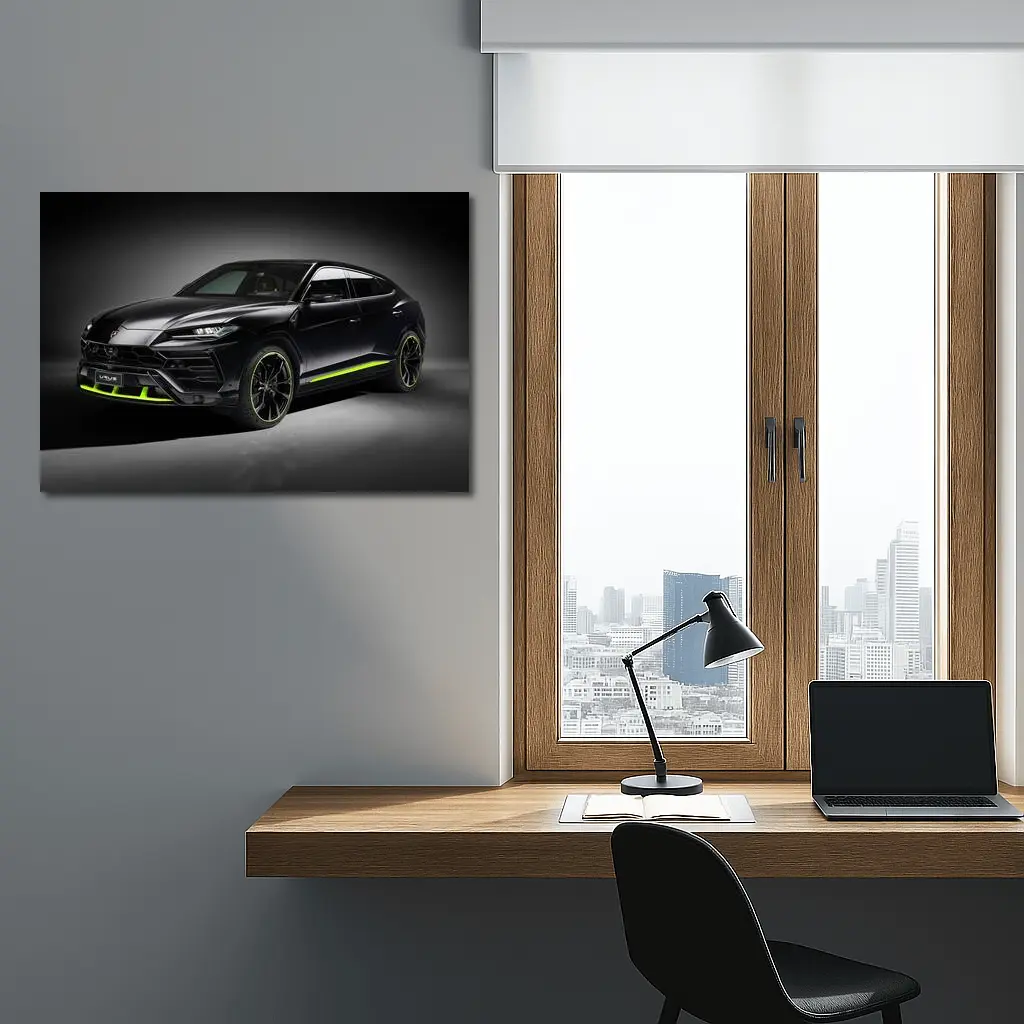 Lamborghini Urus Black Neon Green Studio – Wall Art