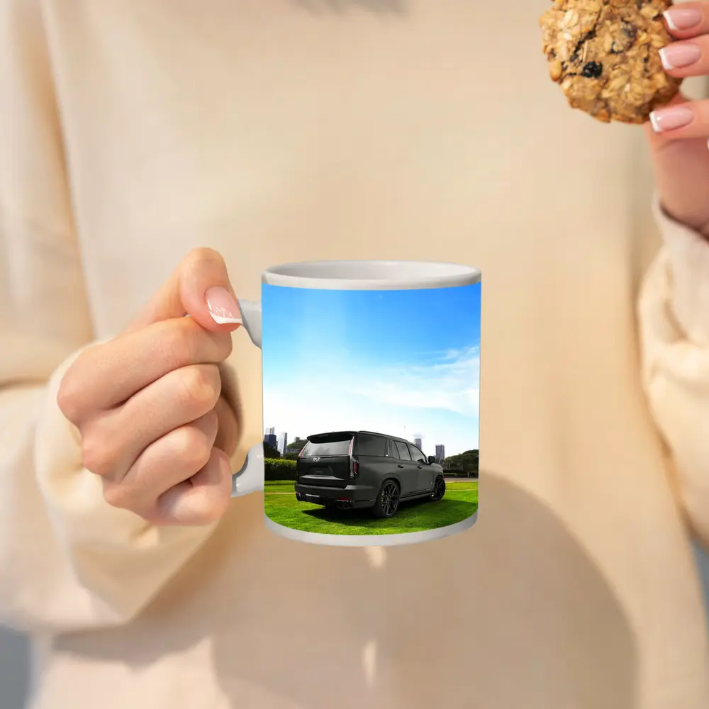 Cadillac Escalade V Matte Black City Skyline – Mugs