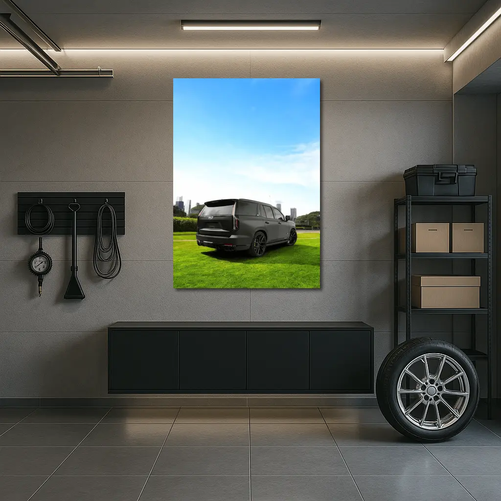 Cadillac Escalade V Matte Black City Park – Wall Art