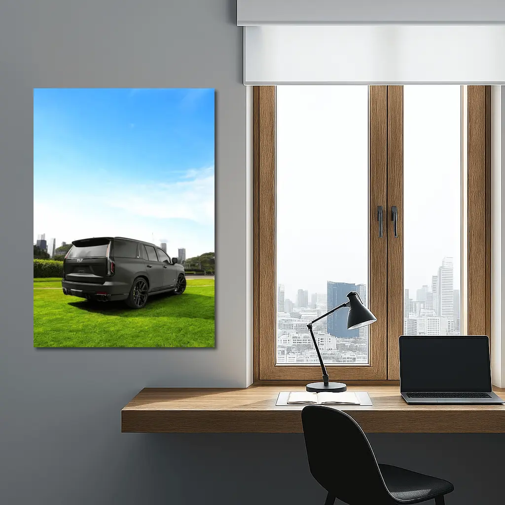 Cadillac Escalade V Matte Black City Park – Wall Art