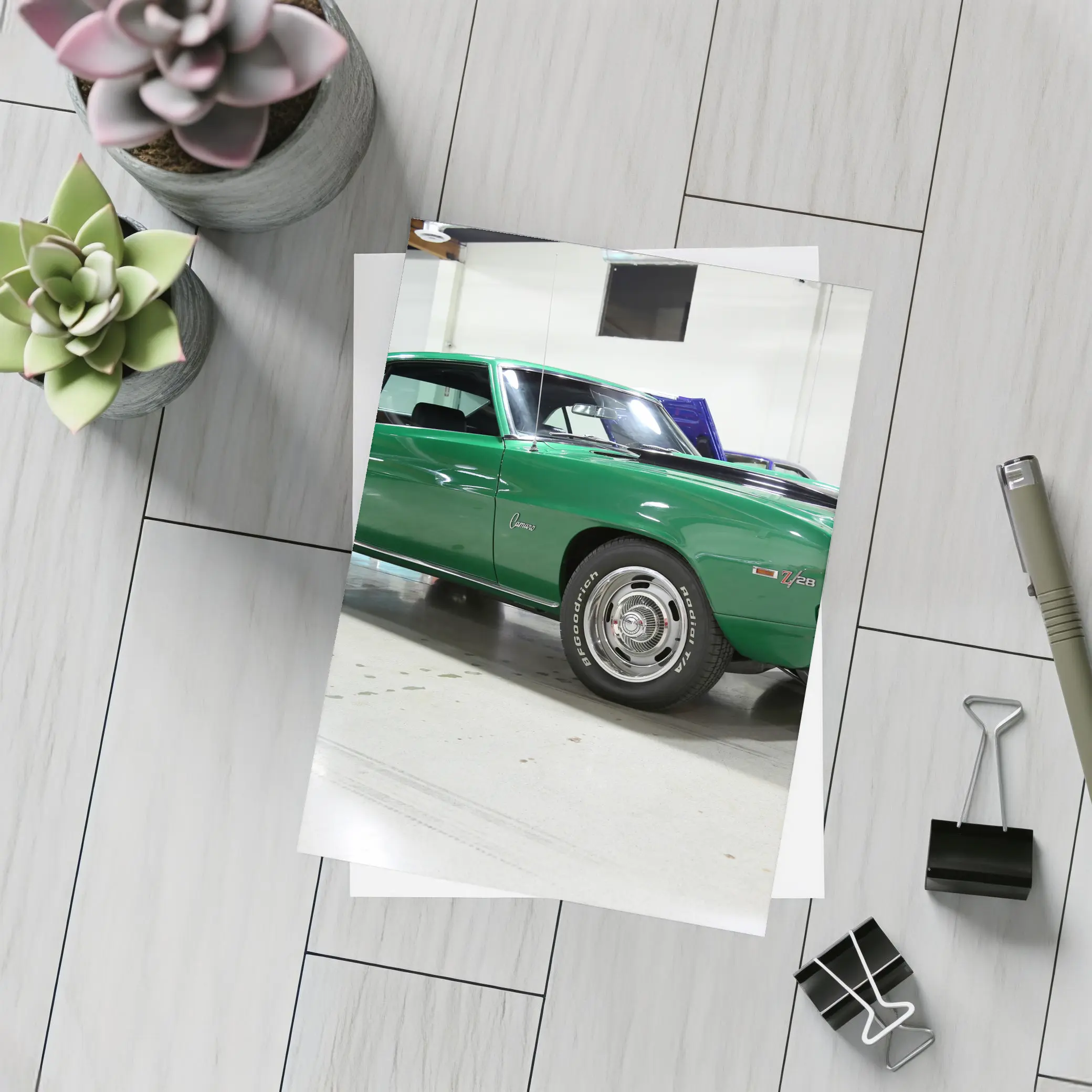 1969 Chevrolet Camaro Green Classic Showroom – Postcards