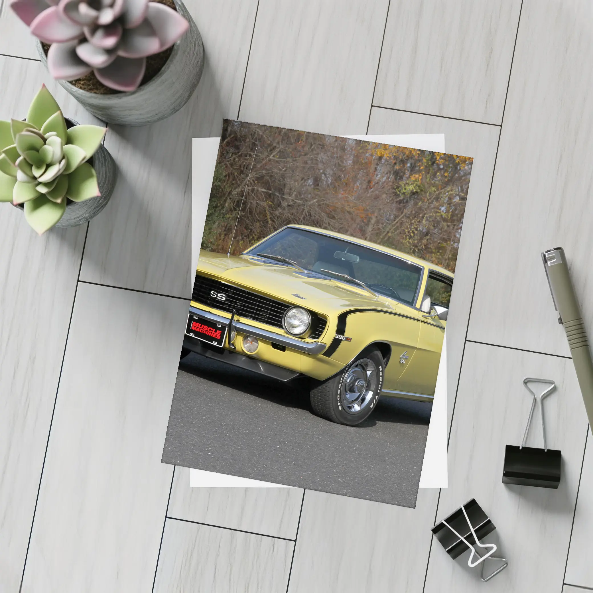 1969 Chevrolet Camaro SS Yellow Classic Muscle – Postcards
