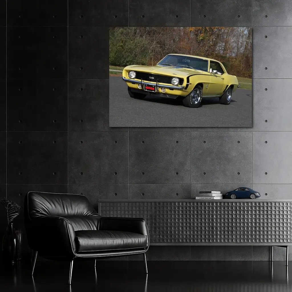 1969 Chevrolet Camaro SS Yellow Classic Muscle – Wall Art
