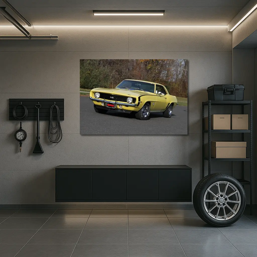 1969 Chevrolet Camaro SS Yellow Classic Muscle – Wall Art