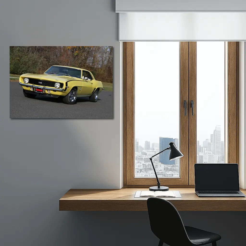 1969 Chevrolet Camaro SS Yellow Classic Muscle – Wall Art