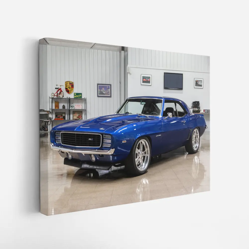 1969 Chevrolet Camaro ZL1 Blue Garage – Wall Art