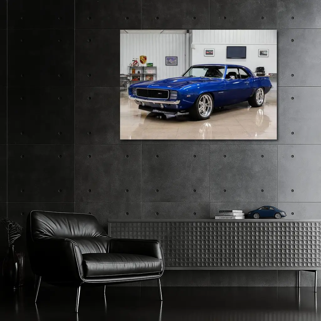 1969 Chevrolet Camaro ZL1 Blue Garage – Wall Art