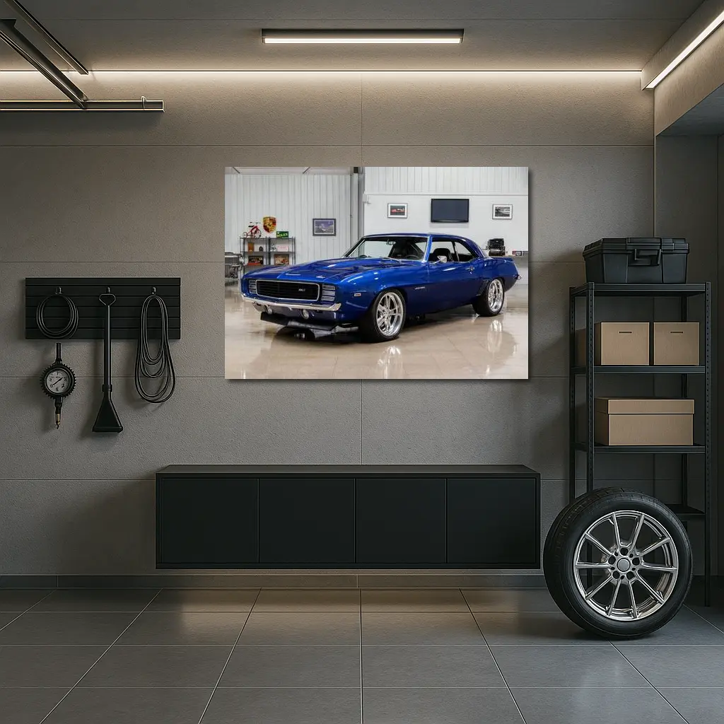 1969 Chevrolet Camaro ZL1 Blue Garage – Wall Art