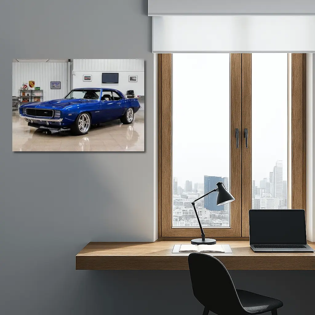 1969 Chevrolet Camaro ZL1 Blue Garage – Wall Art