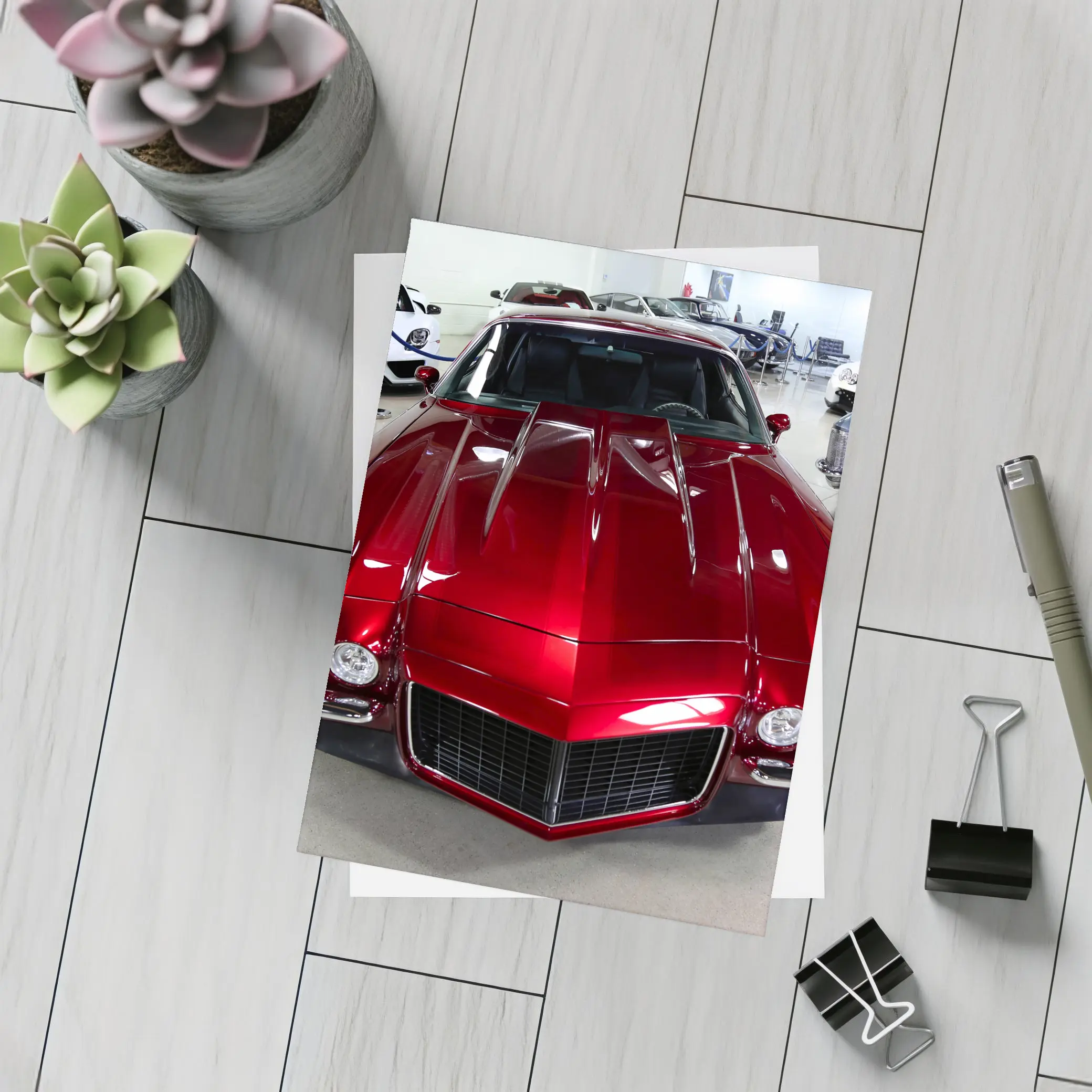 Chevrolet Camaro 1970 Red Car Showroom – Postcards