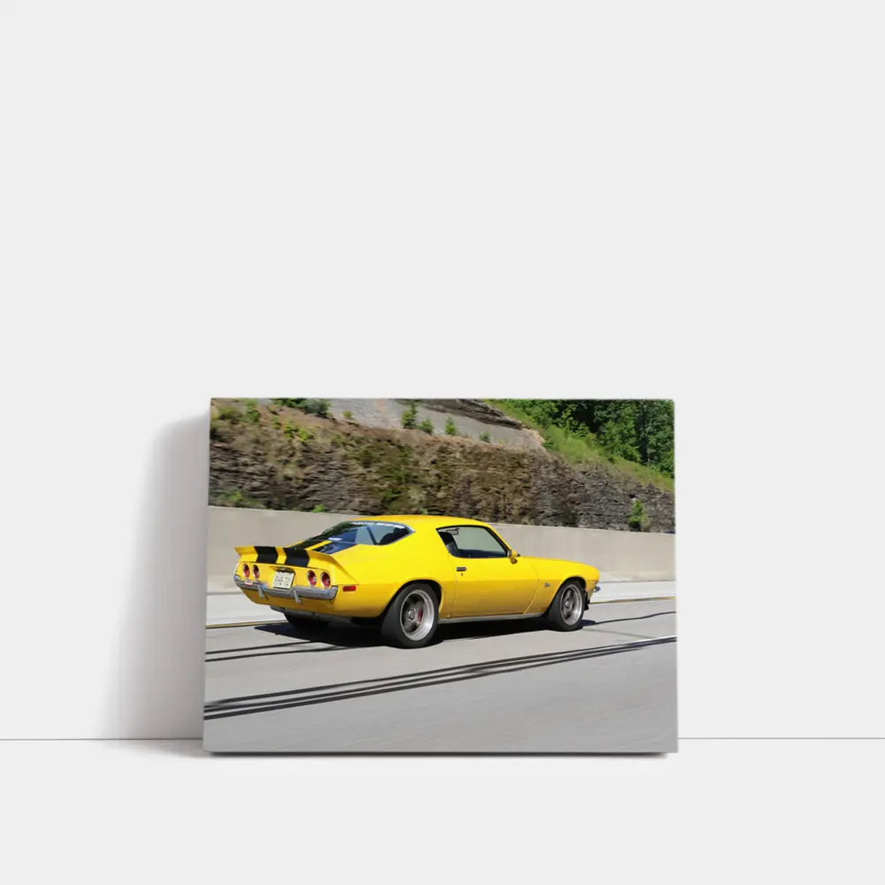 Yellow Chevrolet Camaro Z28 on Highway – Wall Art