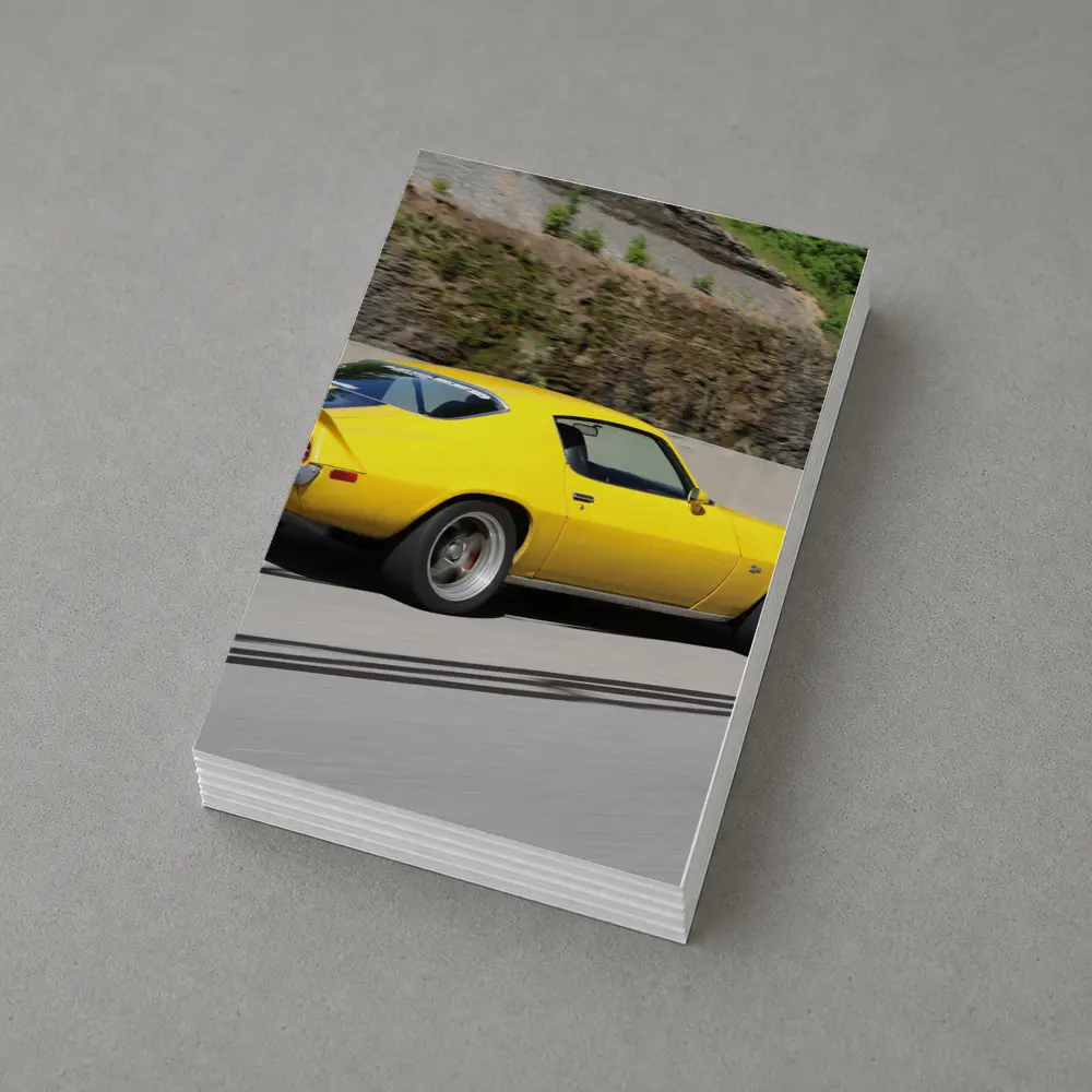Yellow Chevrolet Camaro Z28 on Highway – Postcards