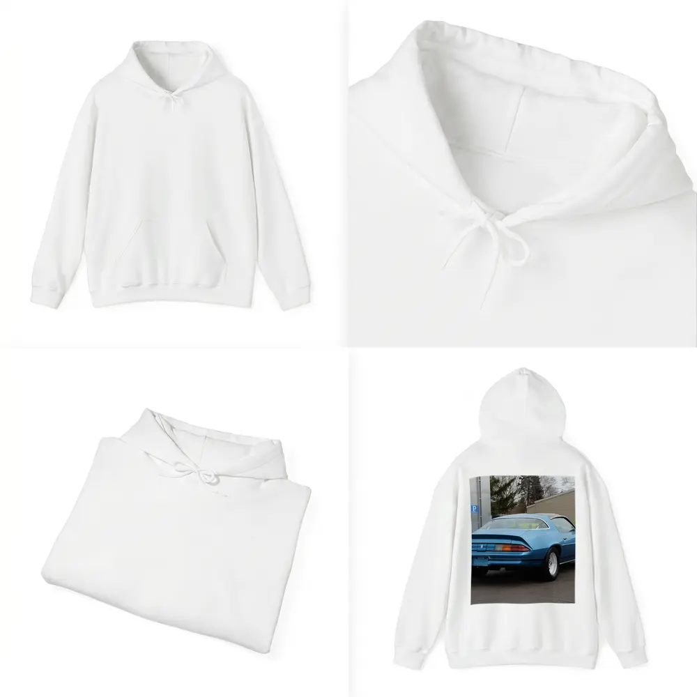 1980 Chevrolet Camaro Z28 Blue Rear View – Hoodies