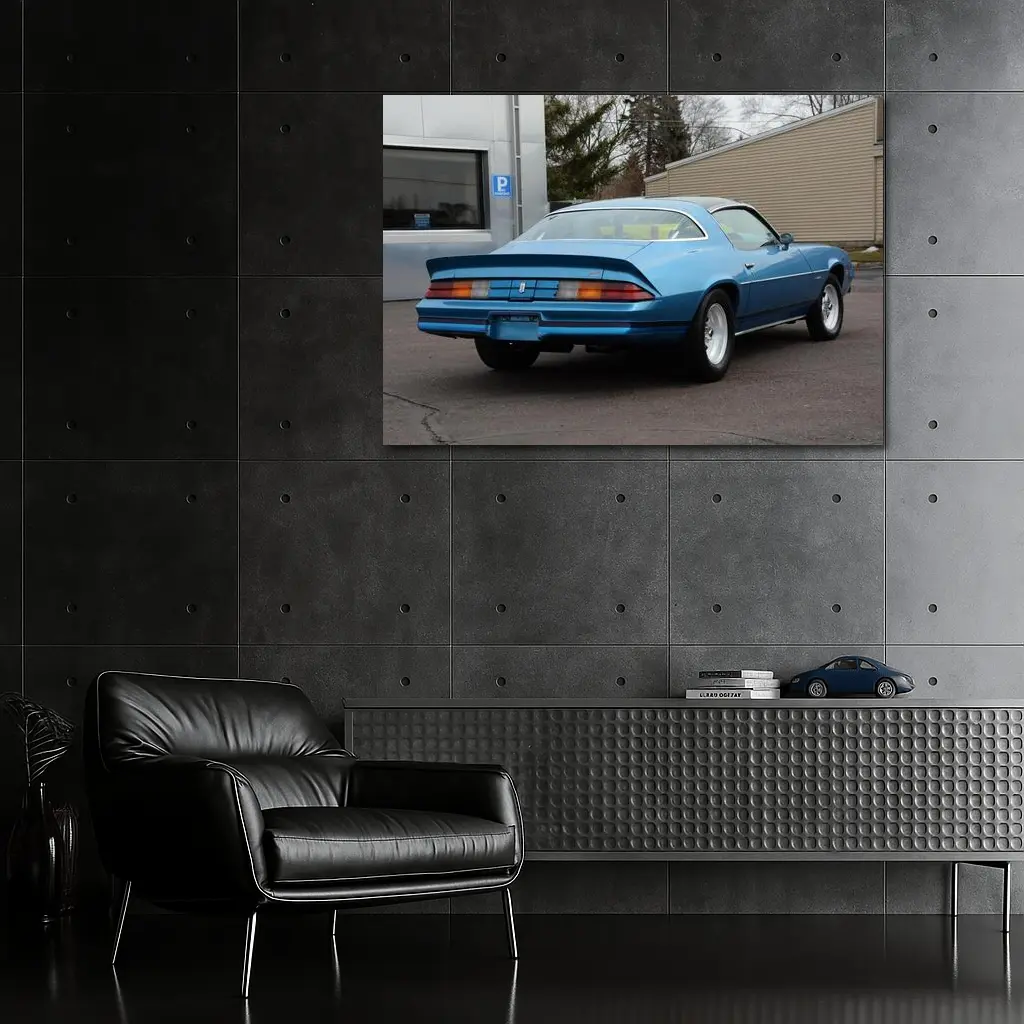 1980 Chevrolet Camaro Z28 Blue Rear View – Wall Art